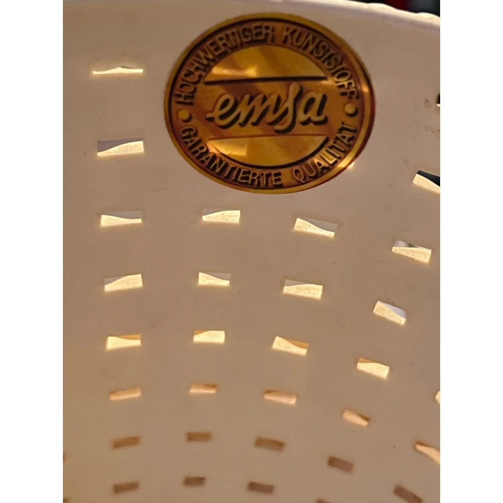 MCM 70s Planter removable Gold Hanging Chains MidCentury White Basketweave Mint